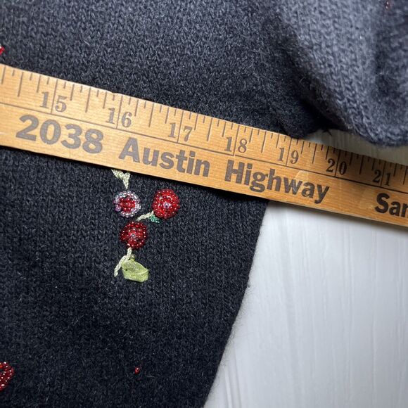 Rene Derhy Vintage Cardigan Size Small Silk Lambswool Angora Blend Beaded Black - Picture 8 of 9